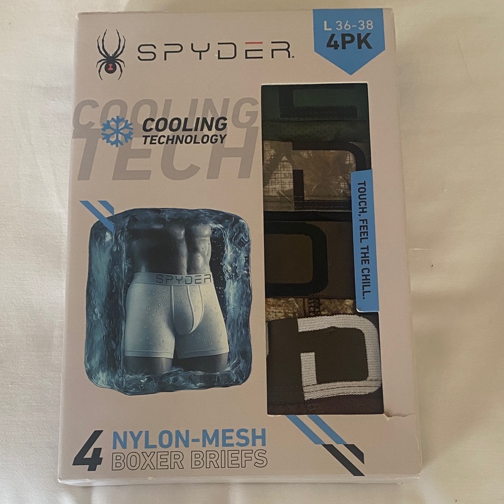 Spyder Men's Nylon-Mesh Boxer Briefs 4-Pack - Black and Green